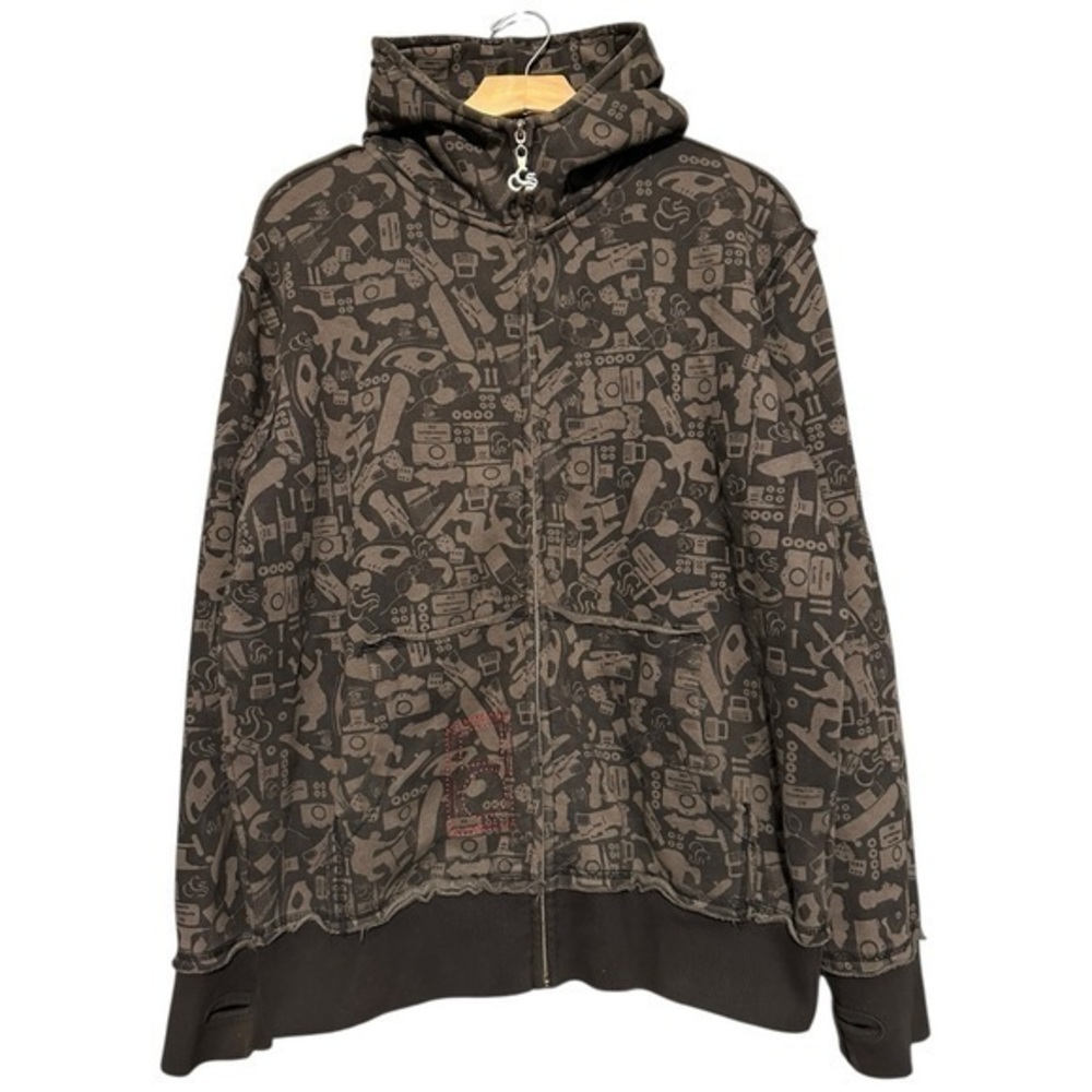 CCS Vintage Men’s Size L Brown Black Skateboarding Full Zip Hoodie Sweatshirt